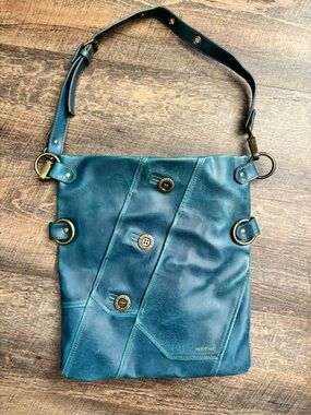 Matt & Nat Teal Crossbody Bag with Brass Accents